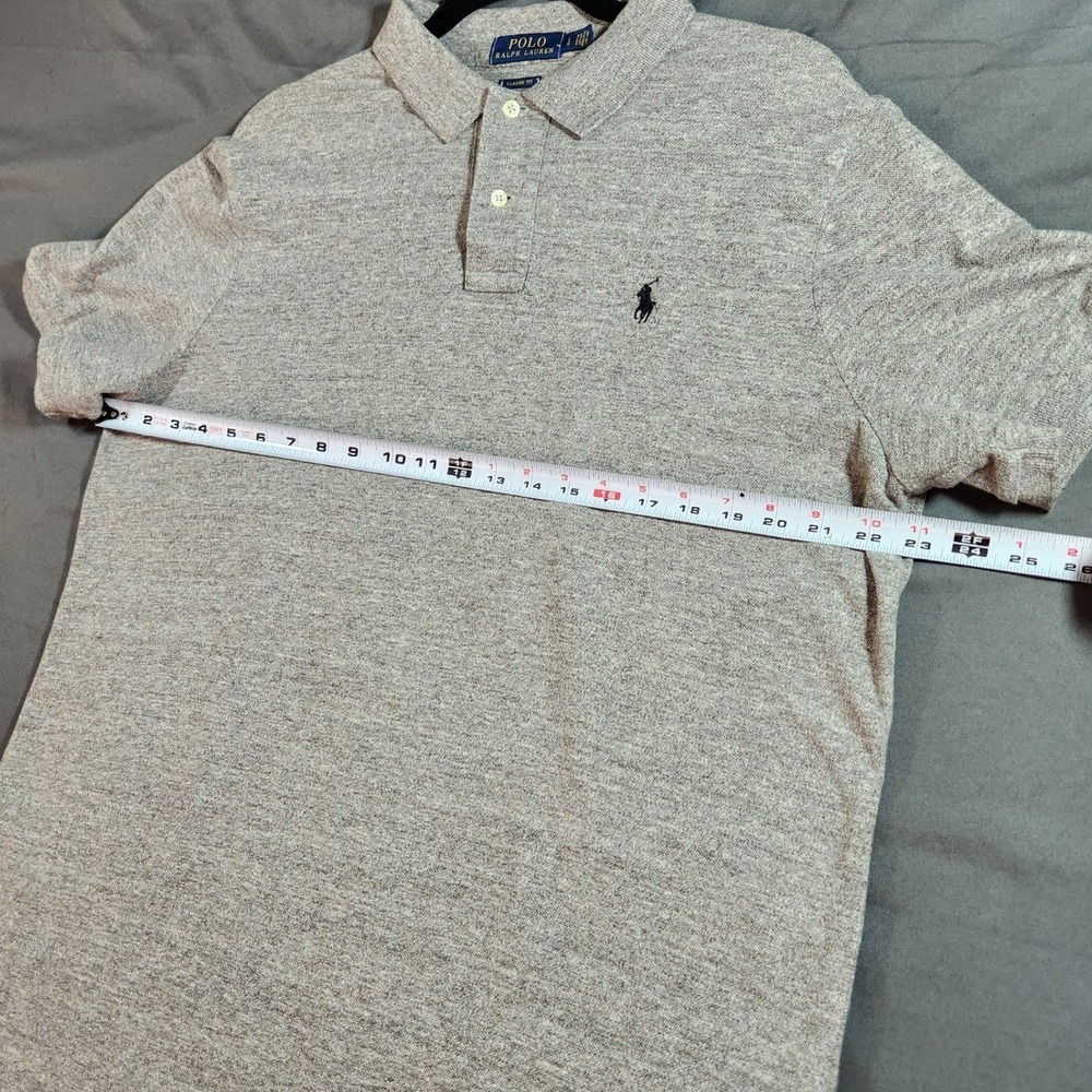Men's Polo Ralph Lauren Classic Fit Polo Shirt in Heathered Light Gray - Large - Picture 7 of 8